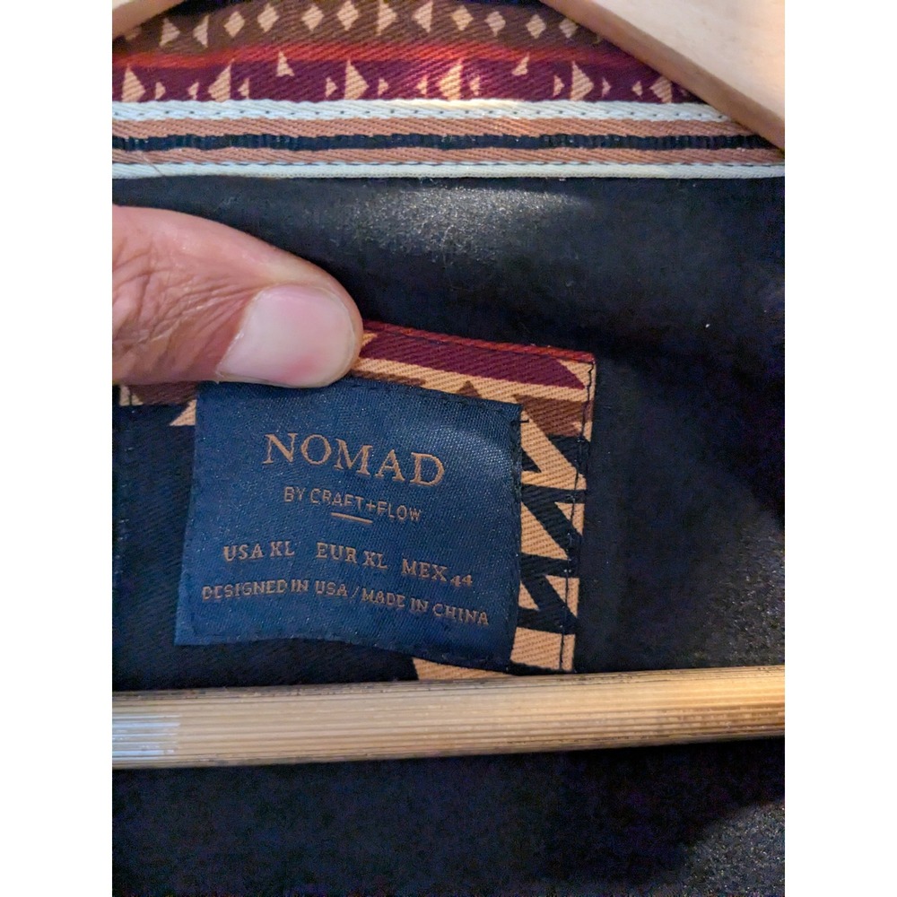 Nomad by Craft Tobacco Black Aztec Twill Shacket XL Black Tan‎ Red Long Sleeve - Picture 2 of 9